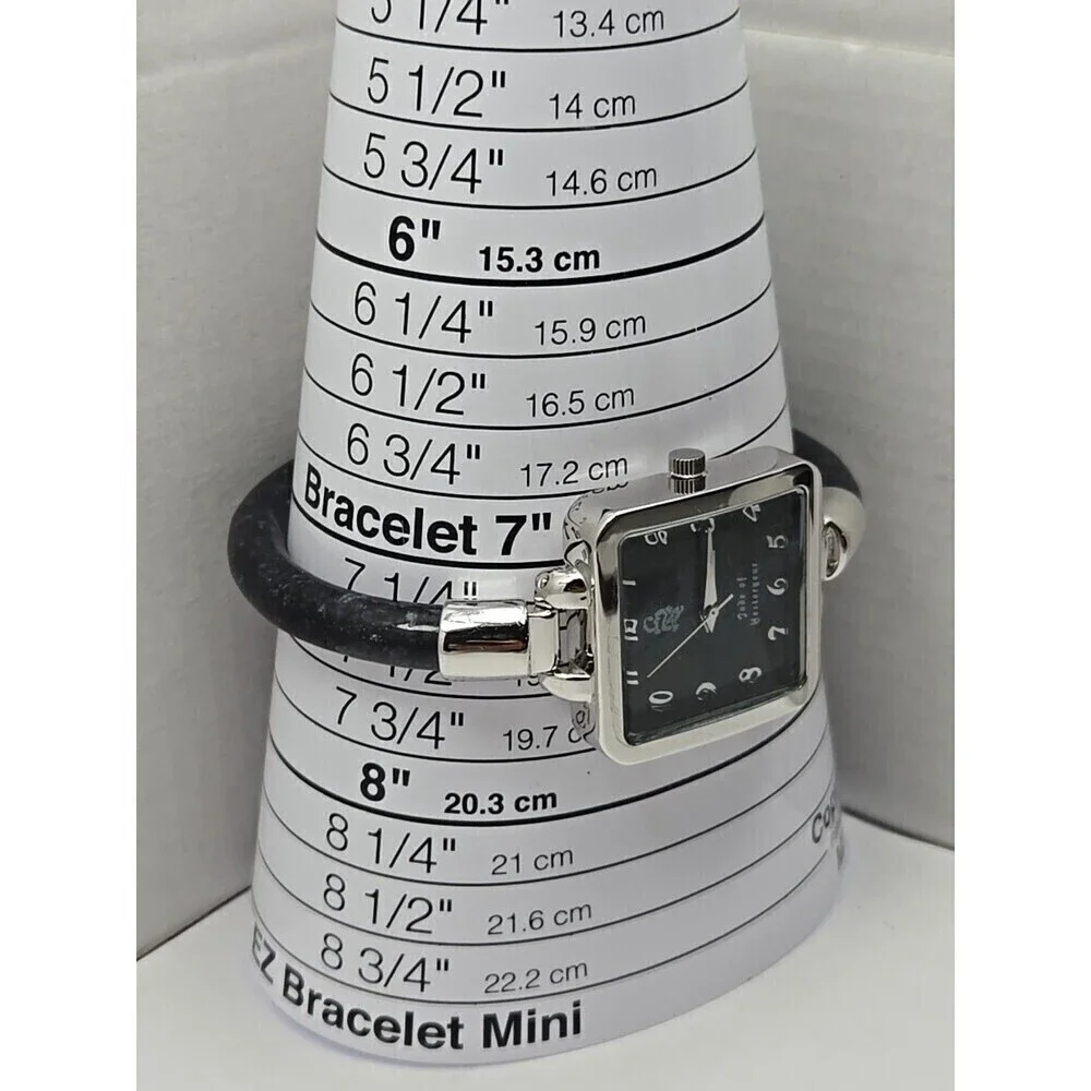 Jade Of Yesteryear Womens Silver Square Watch Black Jade Dial Quartz New Battery